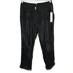 Willow & Clay Black Silk Capri Pants Womens Size 4 Minimalist Casual Neutral NWT